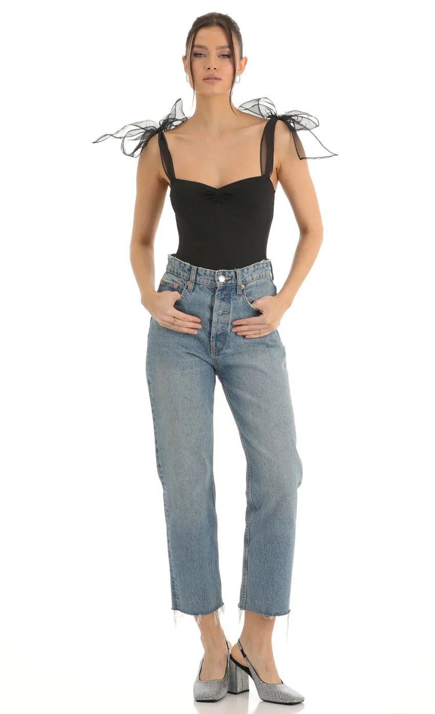 Bow Bodysuit in Black