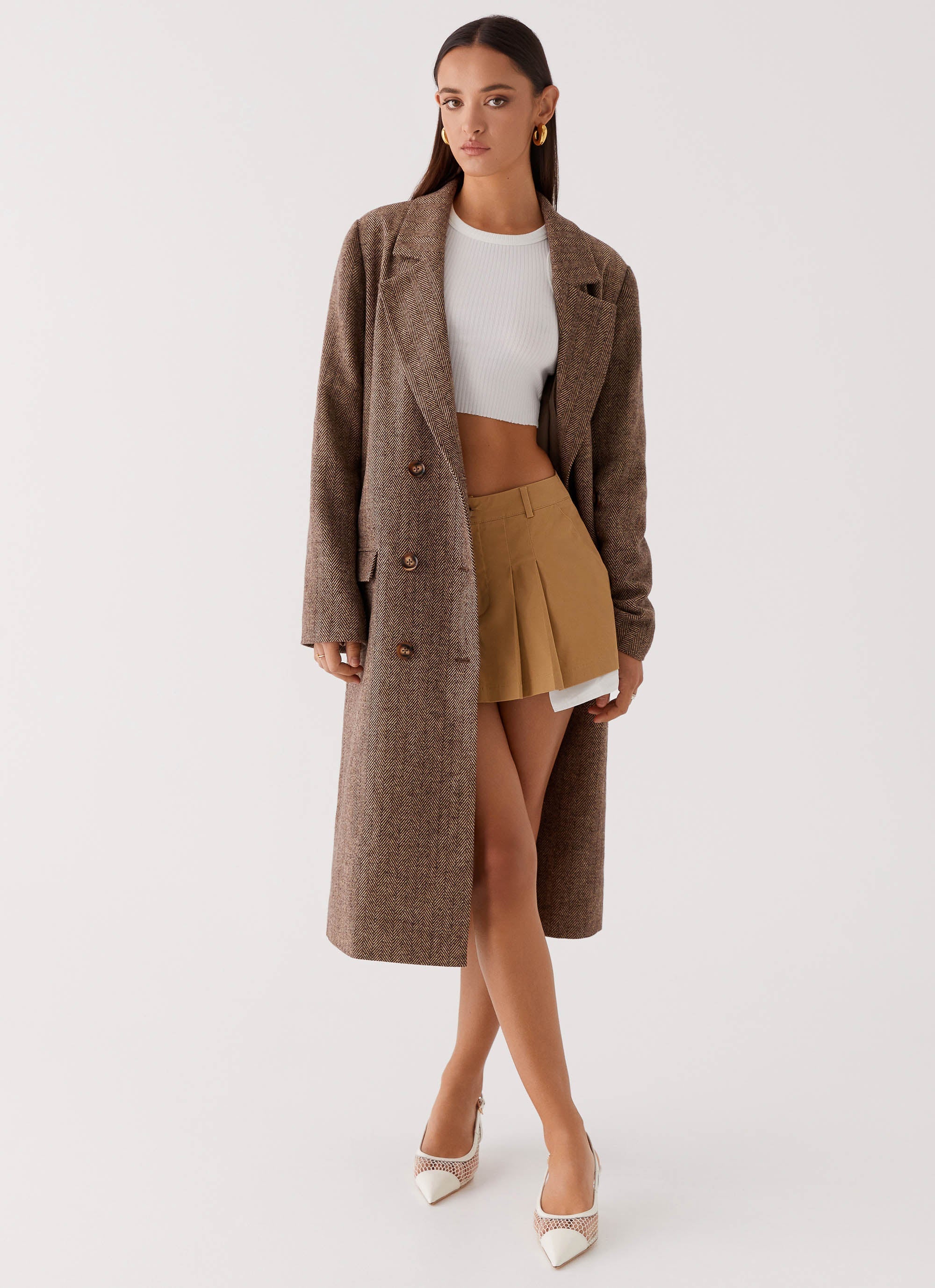 Since Way Back Longline Coat Brown