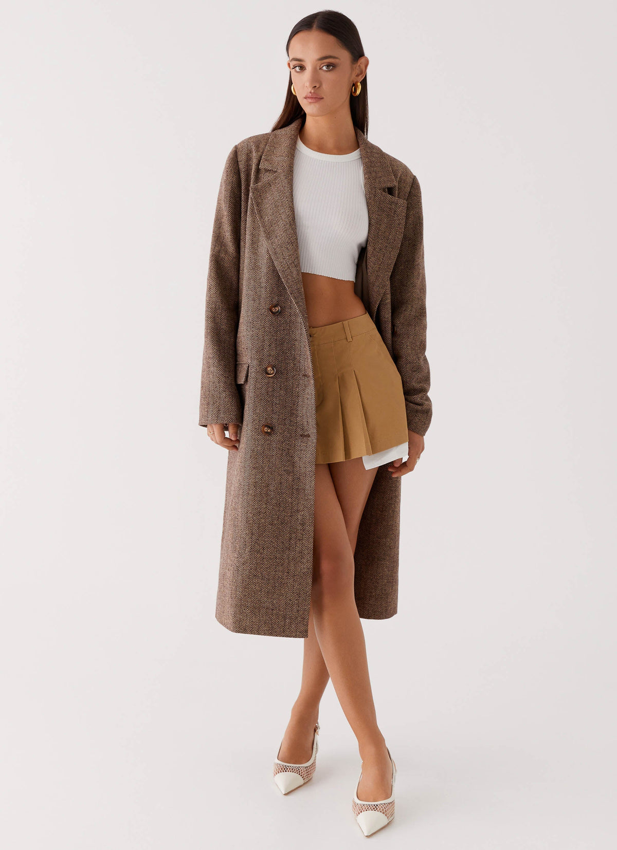 Since Way Back Longline Coat Brown
