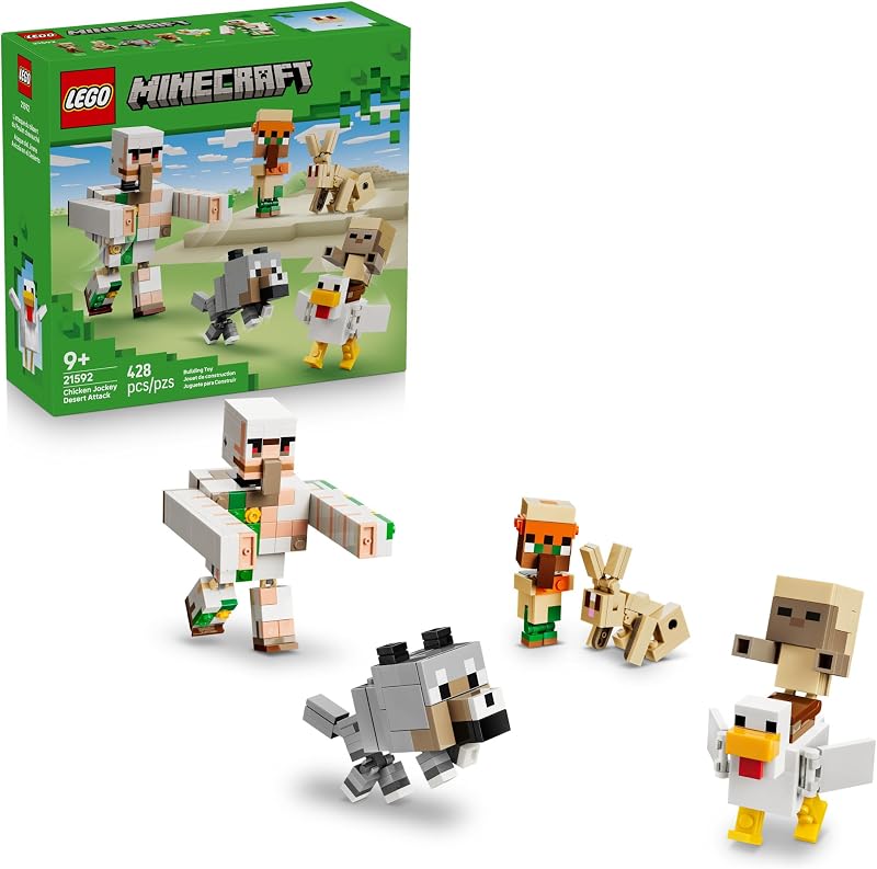 LEGO Minecraft Chicken Jockey Desert Attack 21592 Building Toys for Boys Girls Ages 9 Sturdy Build for Pretend Play 428 pieces Gift for Birthdays