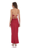 Satin Twist Cutout Maxi Dress in Red