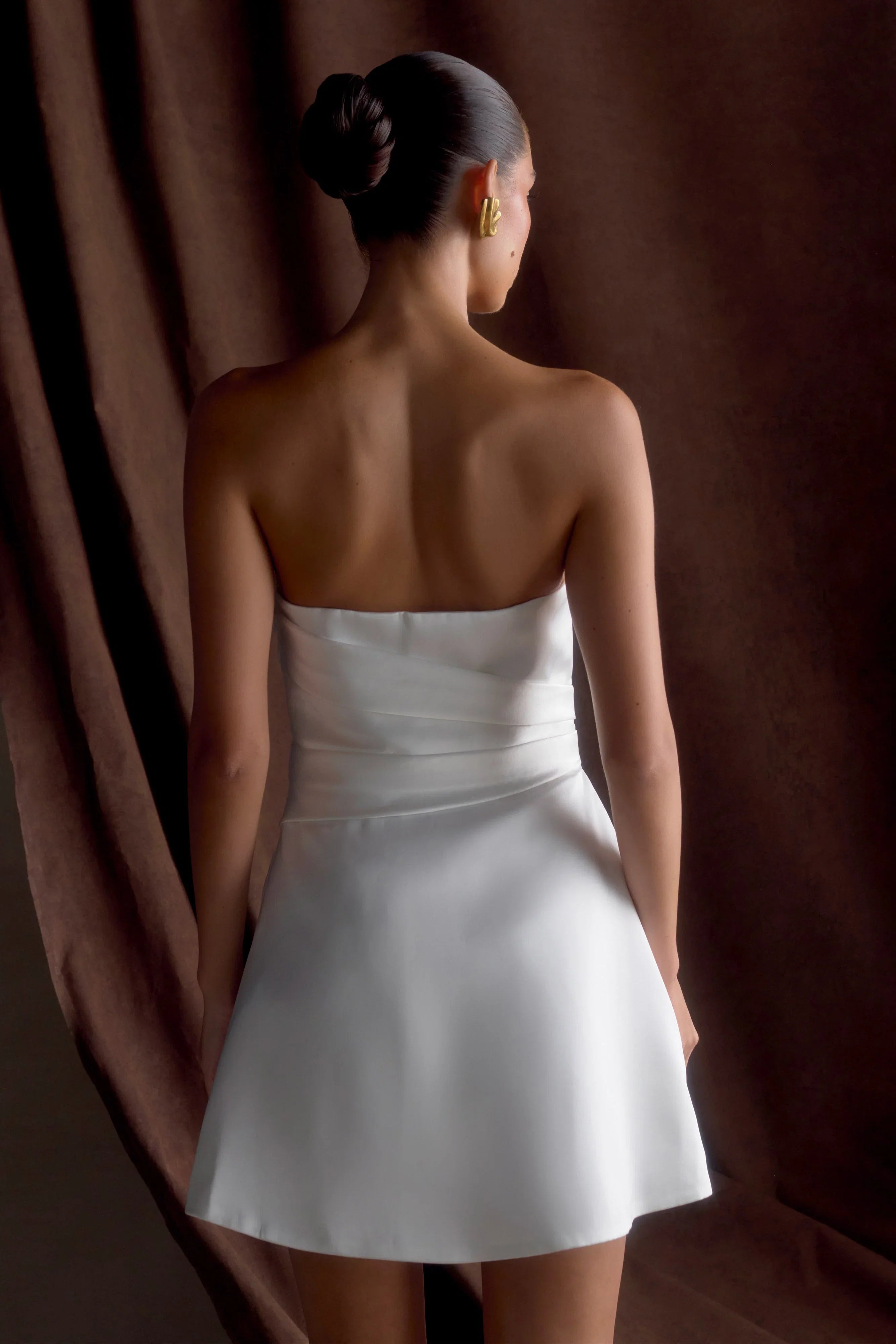 Lora Strapless Satin Mini Dress White