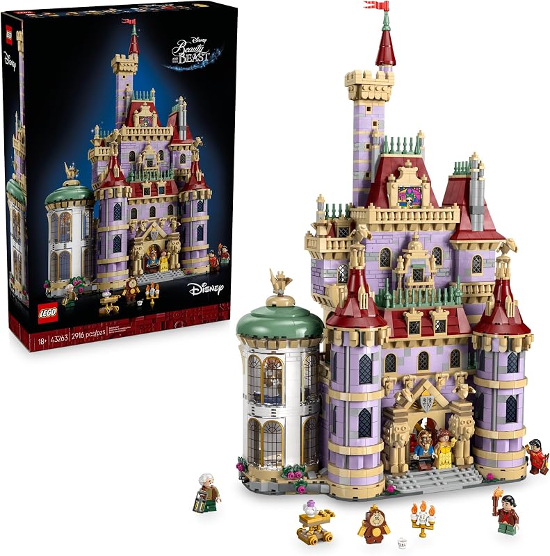 LEGO Disney Princess Beauty and The Beast Castle Building Set Room Decor for Women Men Ages 18 Model Building Kit for Adults Book Shelf Display Gift for Disney Fans 43263