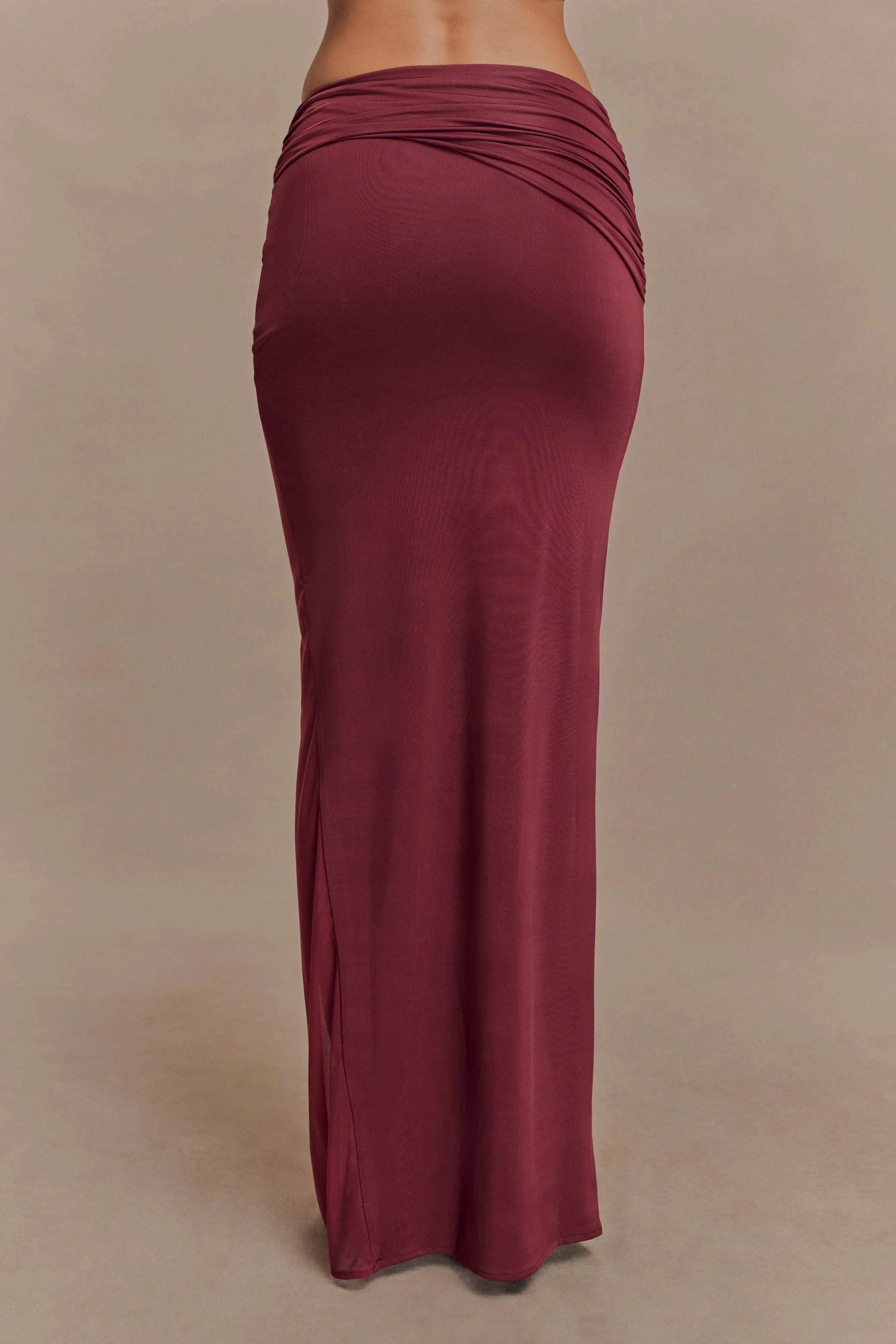 Judy Slinky And Mesh Maxi Skirt Wine