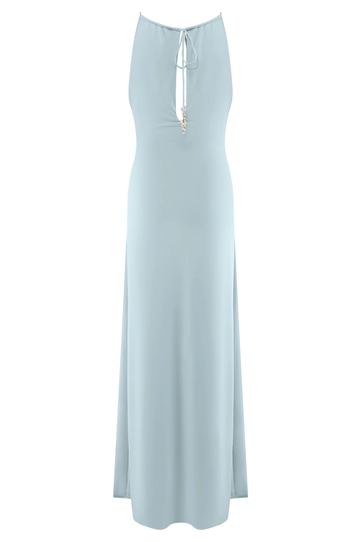 Beryl Slinky Maxi Dress With Pearls Pale Blue