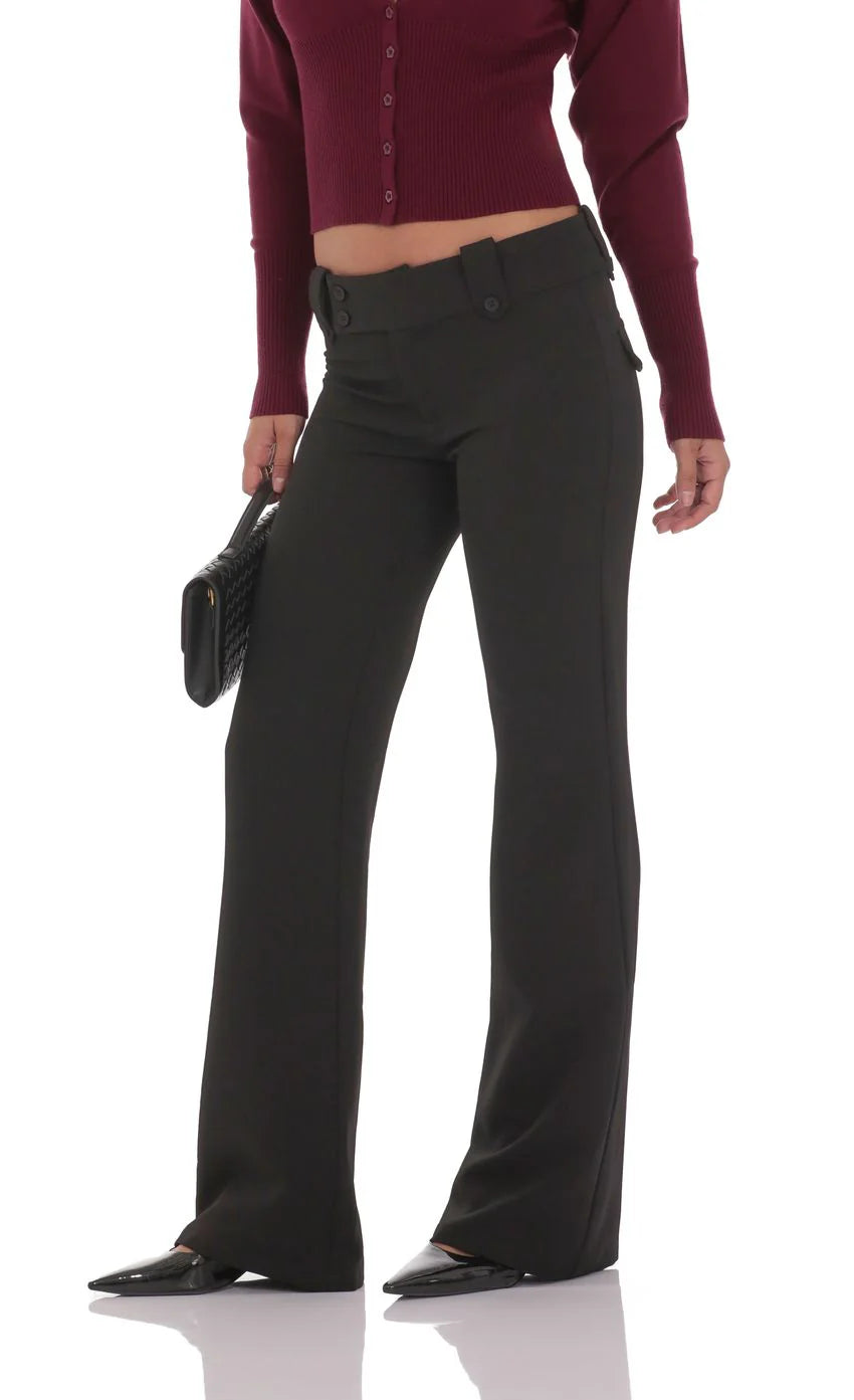 Low Rise Boot Cut Pants in Black