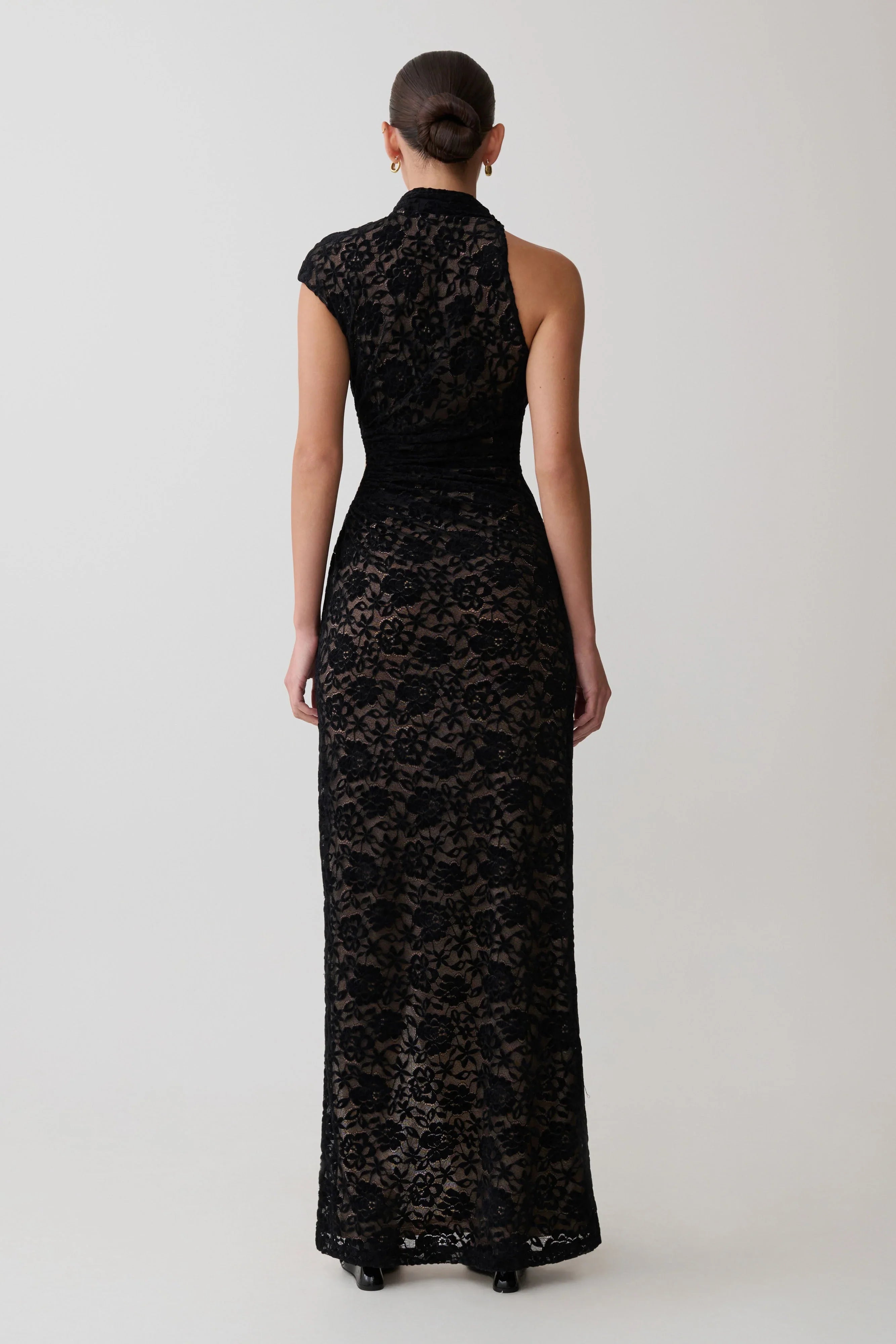 Trinh One Shoulder Maxi Dress Black
