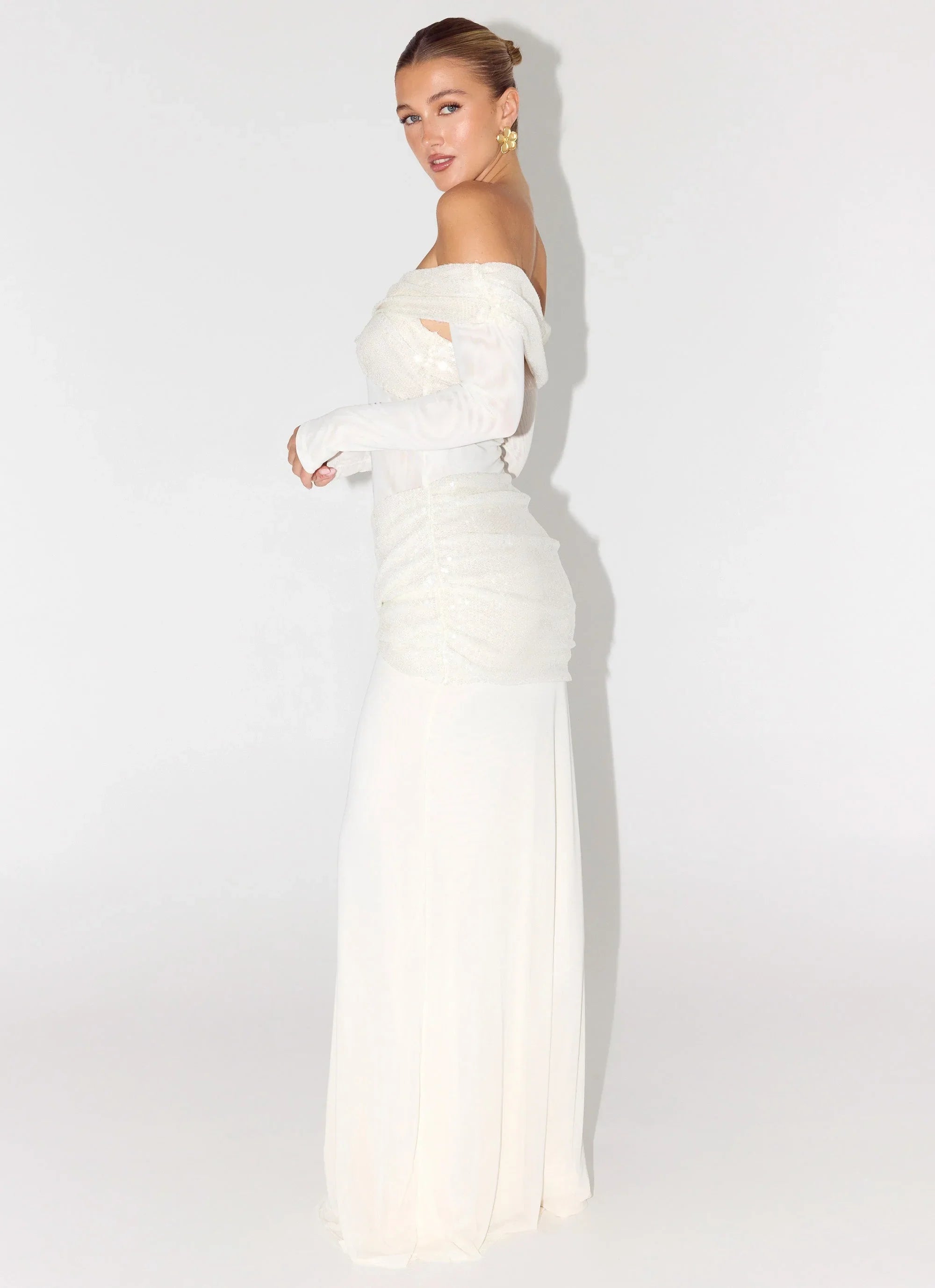 Over To You Sequin Maxi Dress White