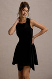 Baker Black Velvet Draped Hem Mini Dress