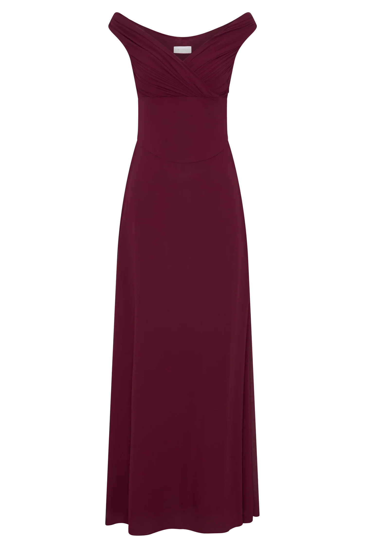 Mabel Off Shoulder Chiffon Maxi Dress Merlot