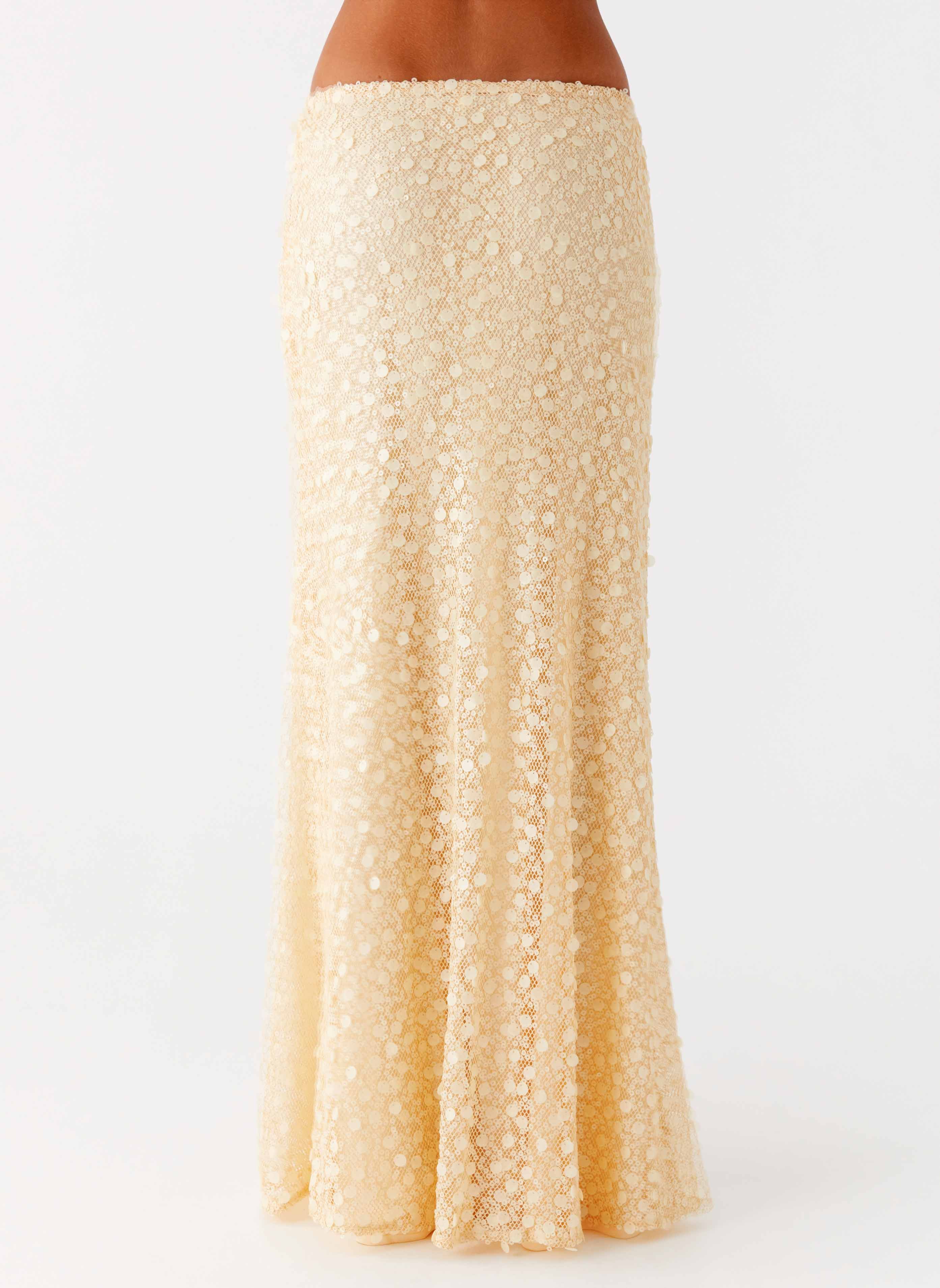Honestly Sequin Maxi Skirt Yellow