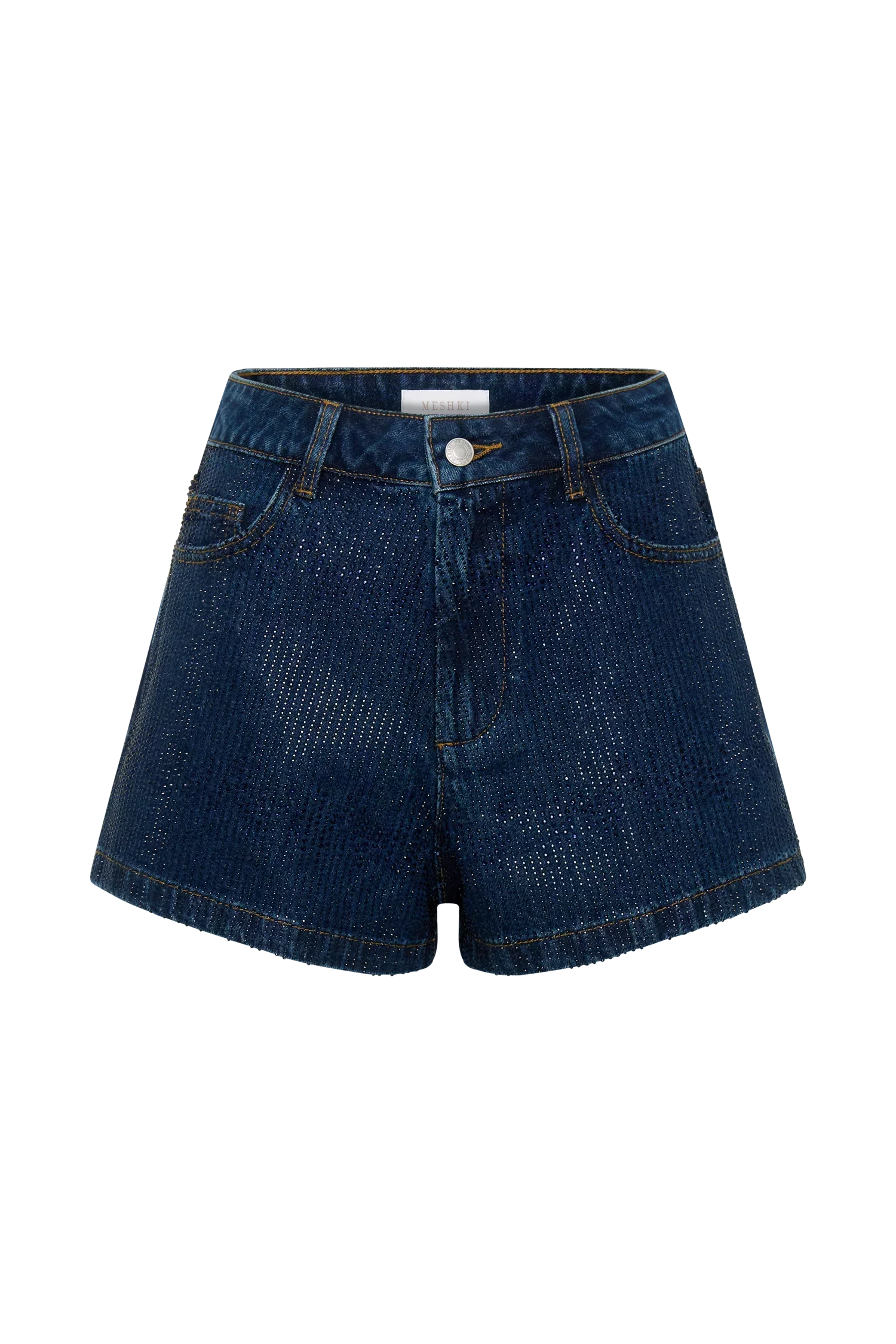 Dan Diamante Denim Shorts Midnight Blue