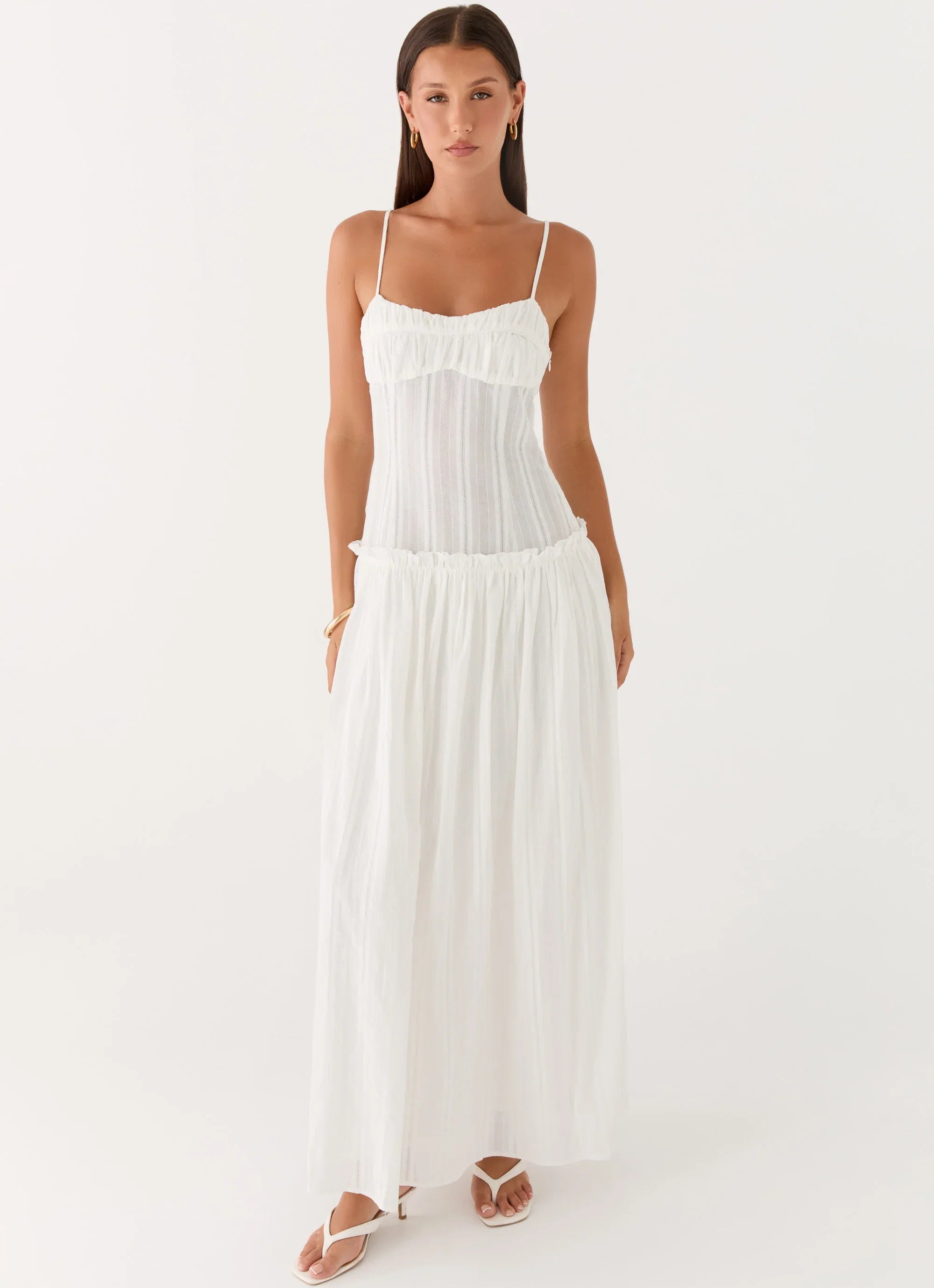 Jacinda Drop Waist Maxi Dress Ivory
