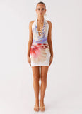 No Time Mini Dress White Sea Bloom