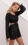 O Ring Sequin Dress in Black