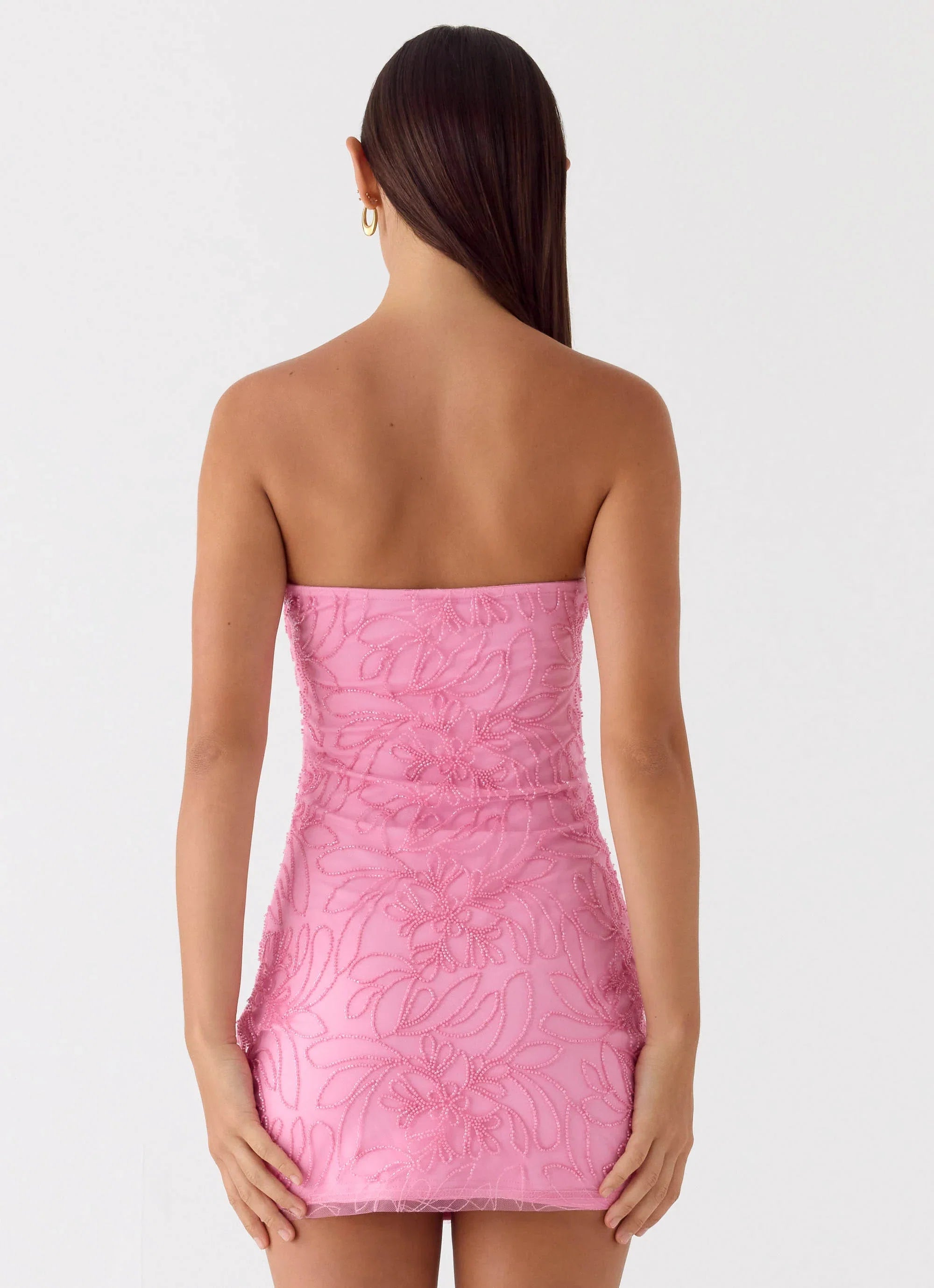 Dangerous Kind Beaded Mini Dress Pink