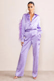 Evening Memories Lilac Satin Wide Leg Trousers