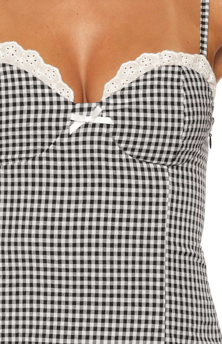 Cutie Black Gingham Mini Dress
