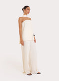 Cream Plisse Scarf Detail Bandeau Top
