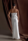 Jasmine Strapless Satin Maxi Dress White