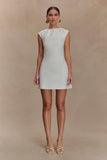 Ariana Pleated Neck Mini Dress Ivory