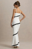 Elizabeth White Black Strappy Lace Trimmed Maxi Dress