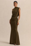 Umaira Khaki High Neck Maxi Dress
