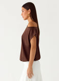 Raeni Off Shoulder Top Chocolate