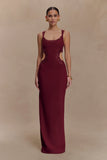 Angelique Beaded Crepe Maxi Dress Wine