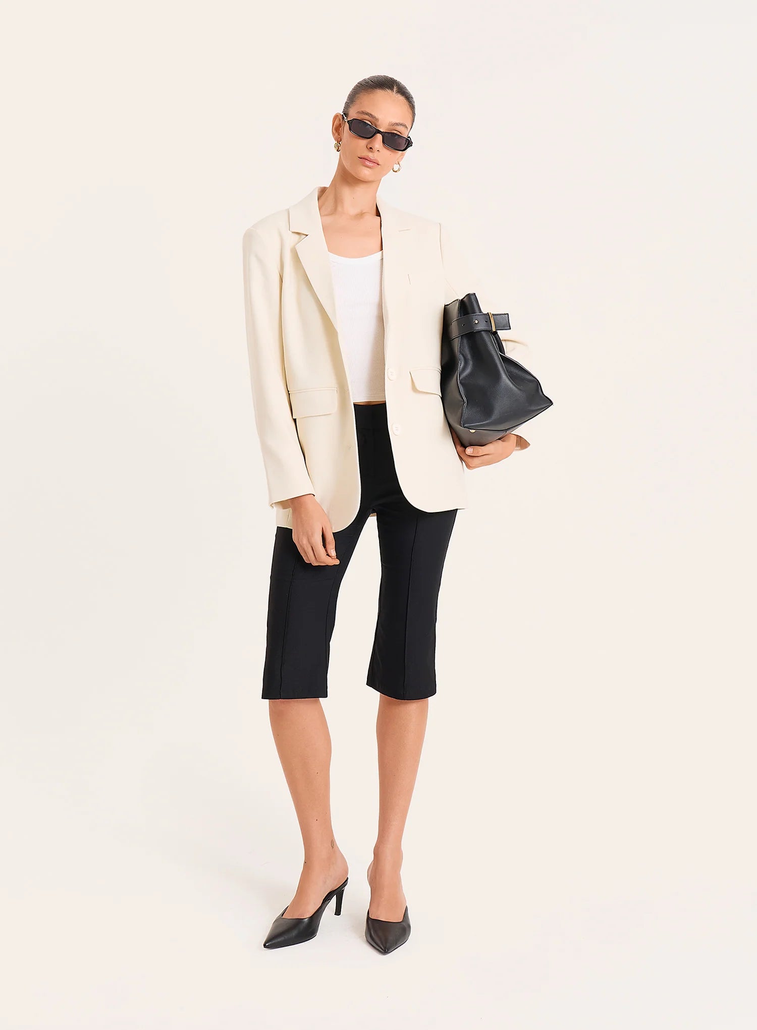Cream Single Breasted Tailored Blazer
