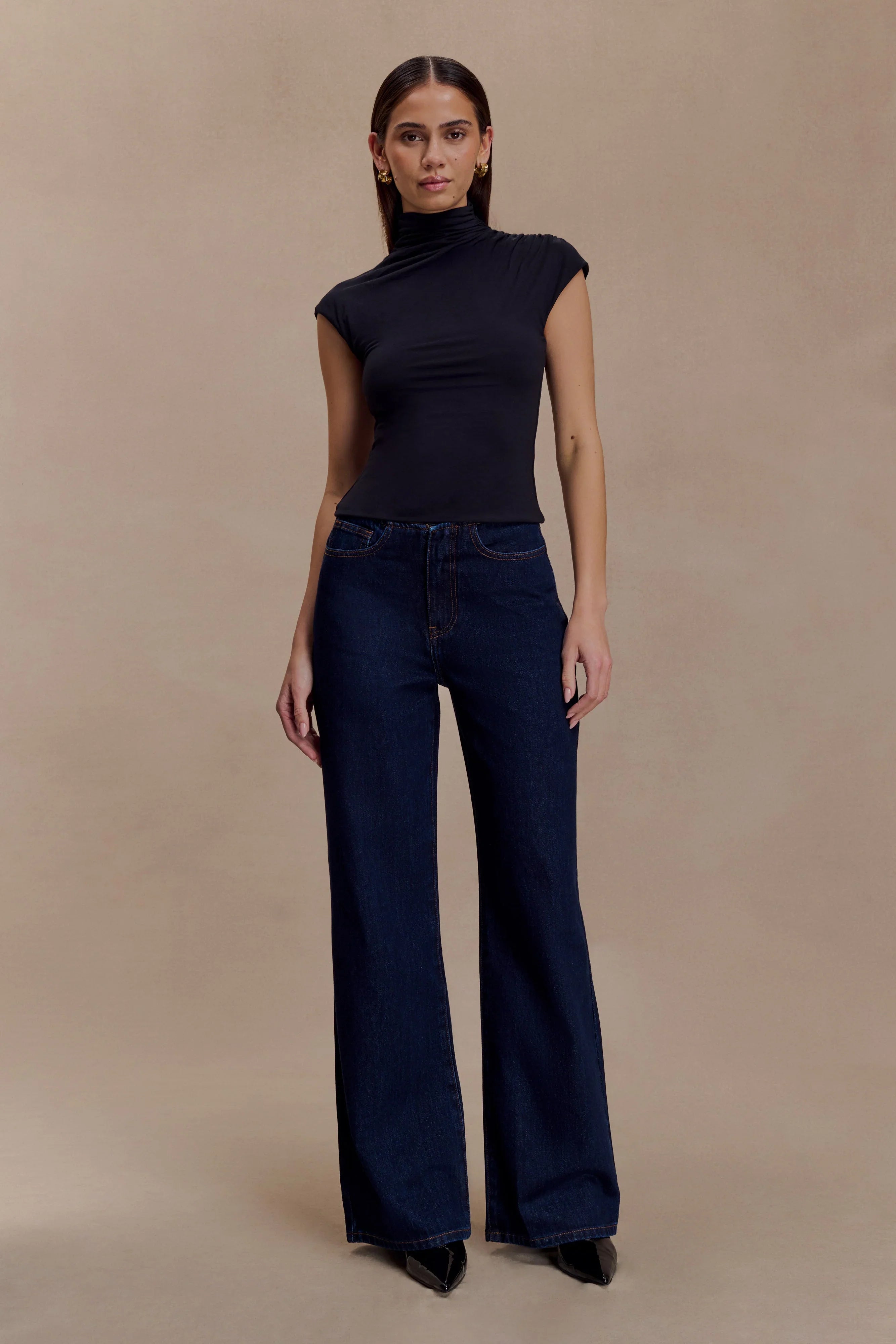 Freesia High Neck Sleeveless Top Black