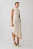 Milasandra Pleated Knit Dress Ivory