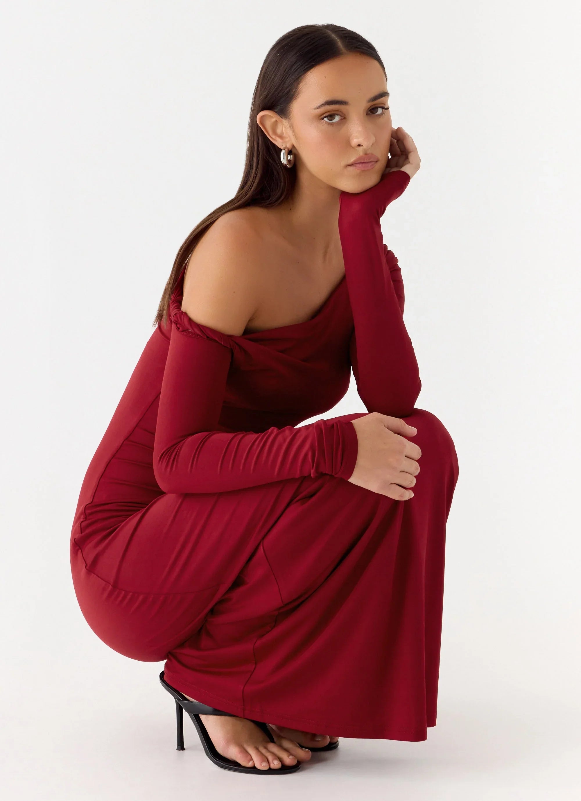 Jordana Twist Maxi Dress Merlot