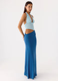 Saresther Halter Neck Maxi Dress Blue