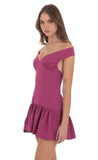Off Shoulder Drop Waist Dress in Magenta