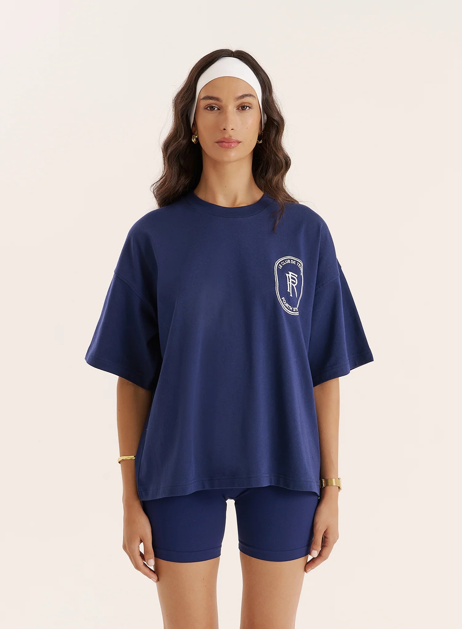 Navy Tennis Club Back Print T Shirt