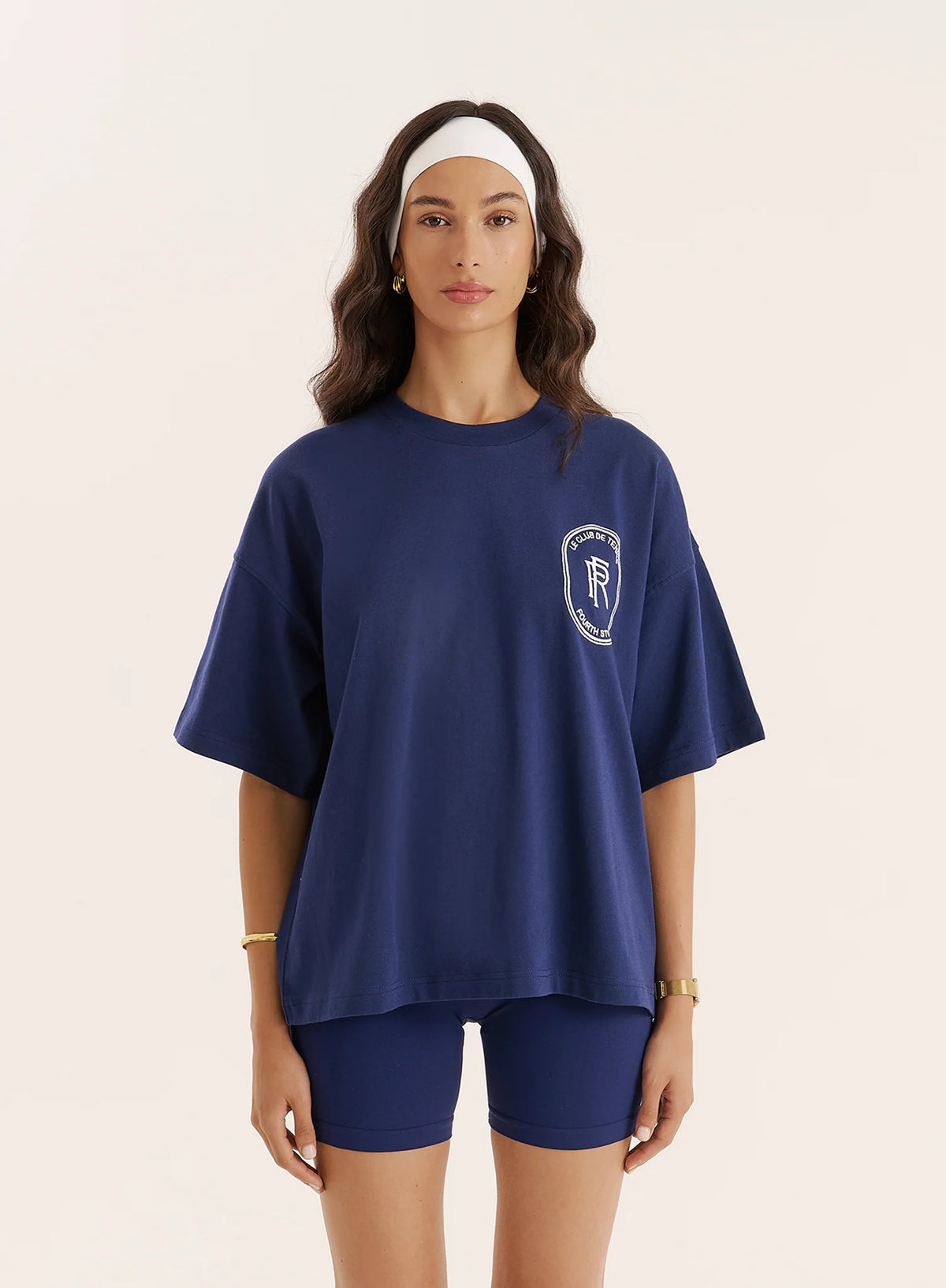 Navy Tennis Club Back Print T Shirt