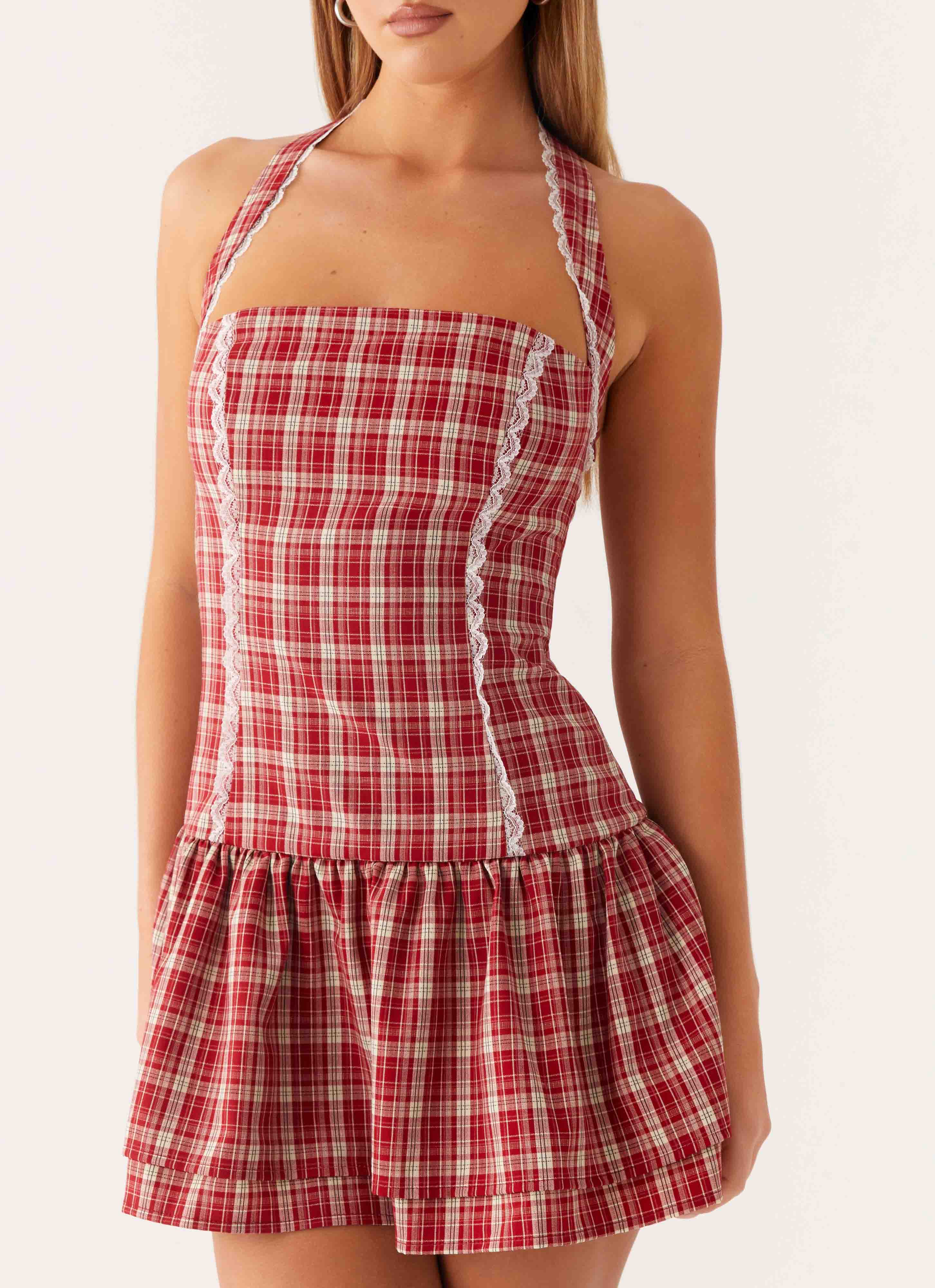 Lotus Dream Mini Dress Ruby Check