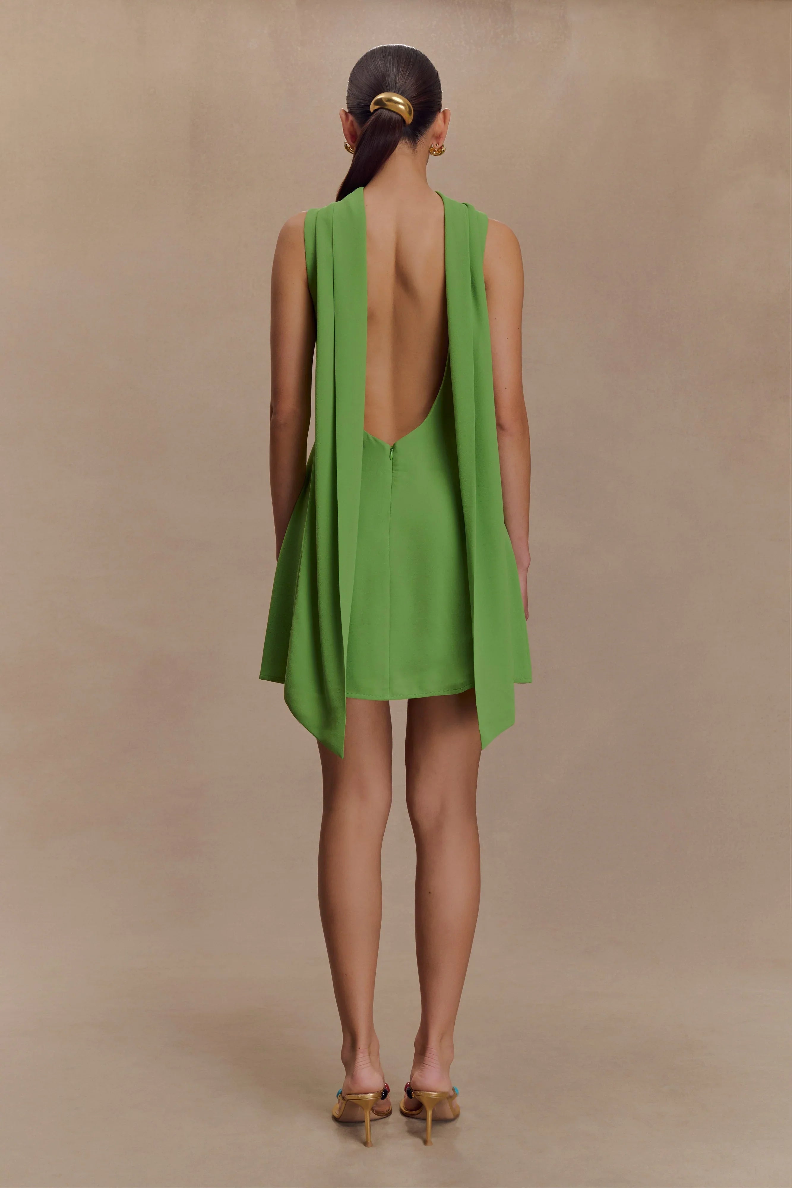 Wynter Scarf Draped Mini Dress Green