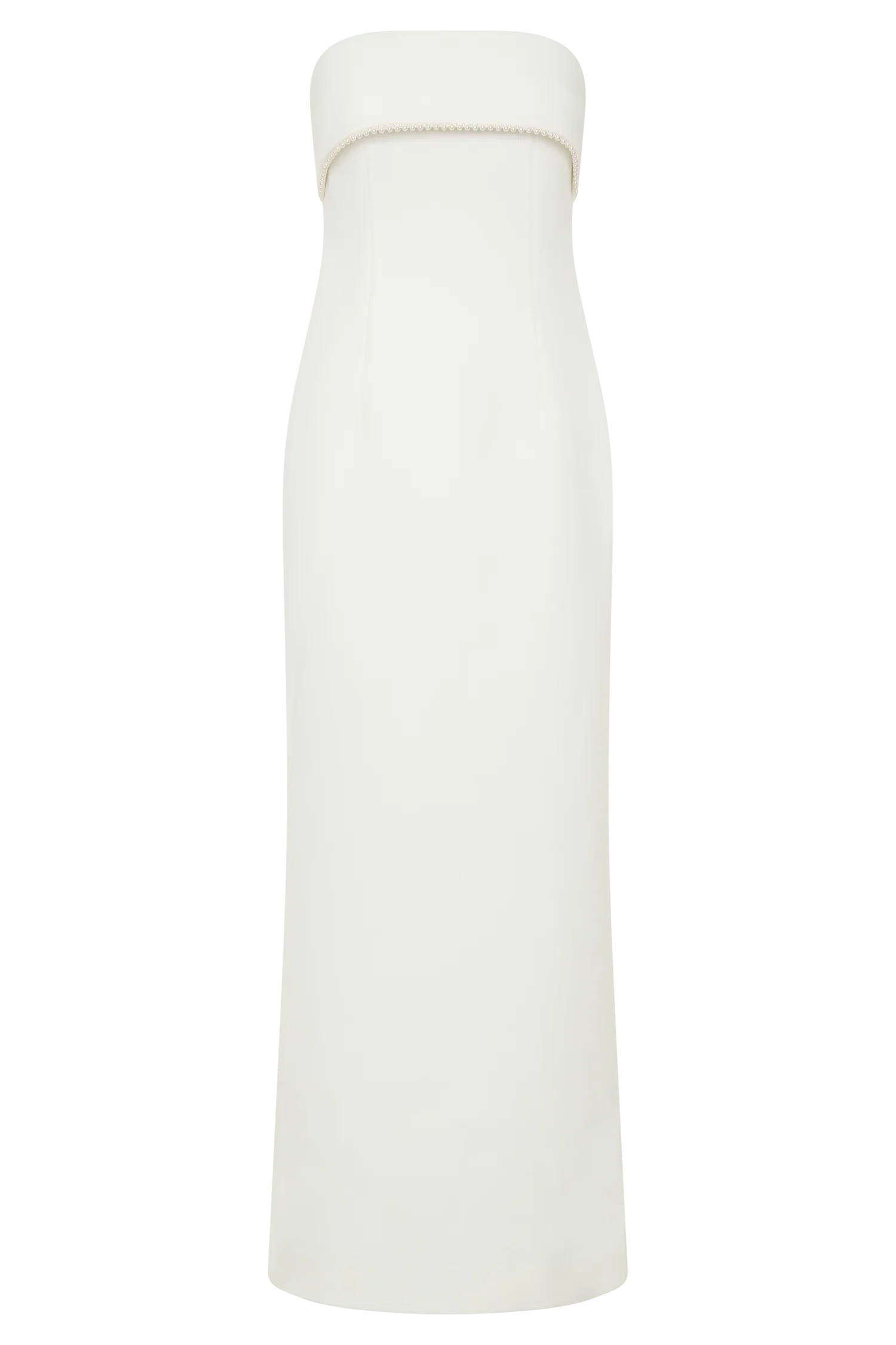 Sloane Strapless Maxi Dress With Pearls White