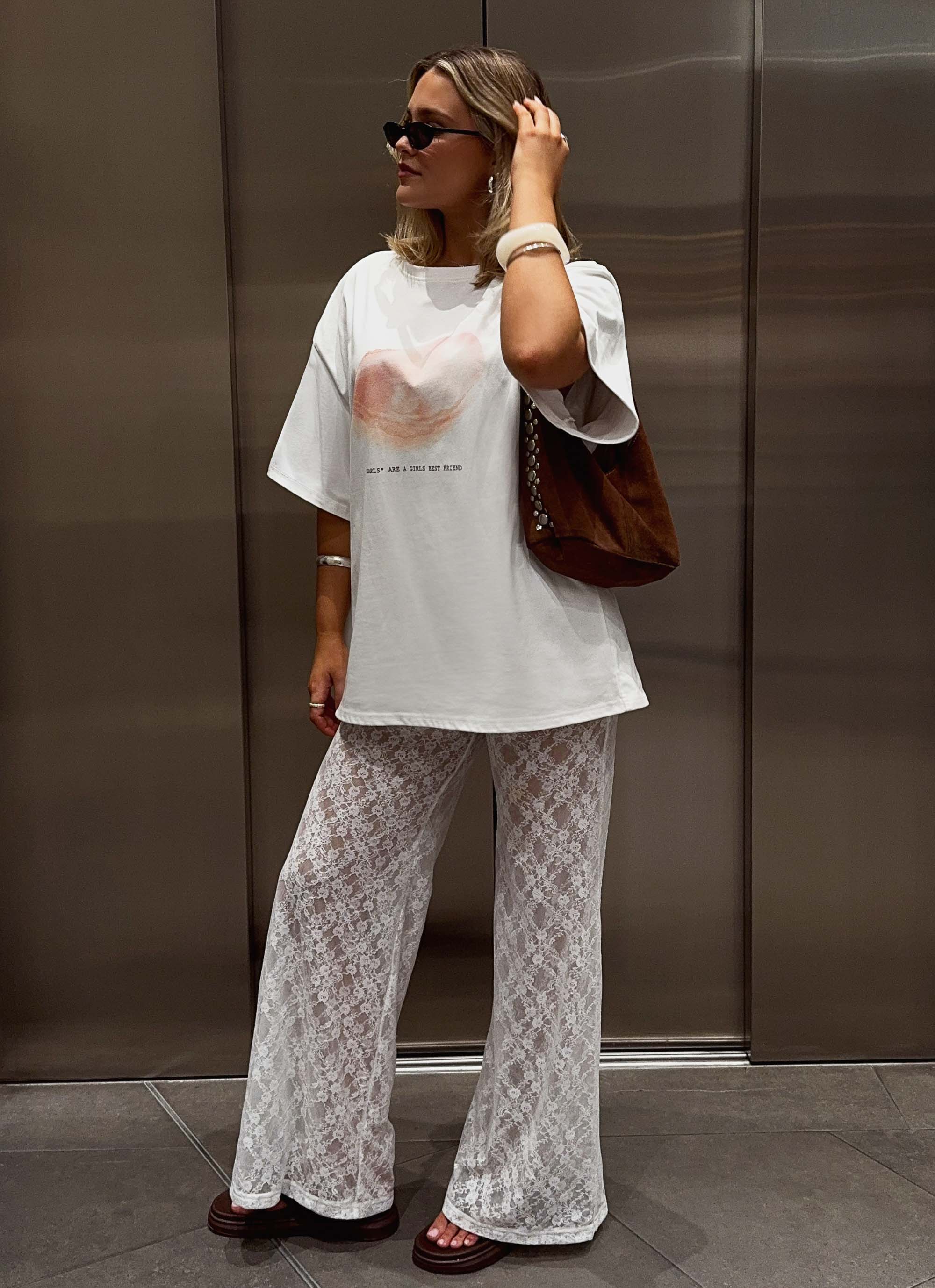 Matcha Lace Pants White