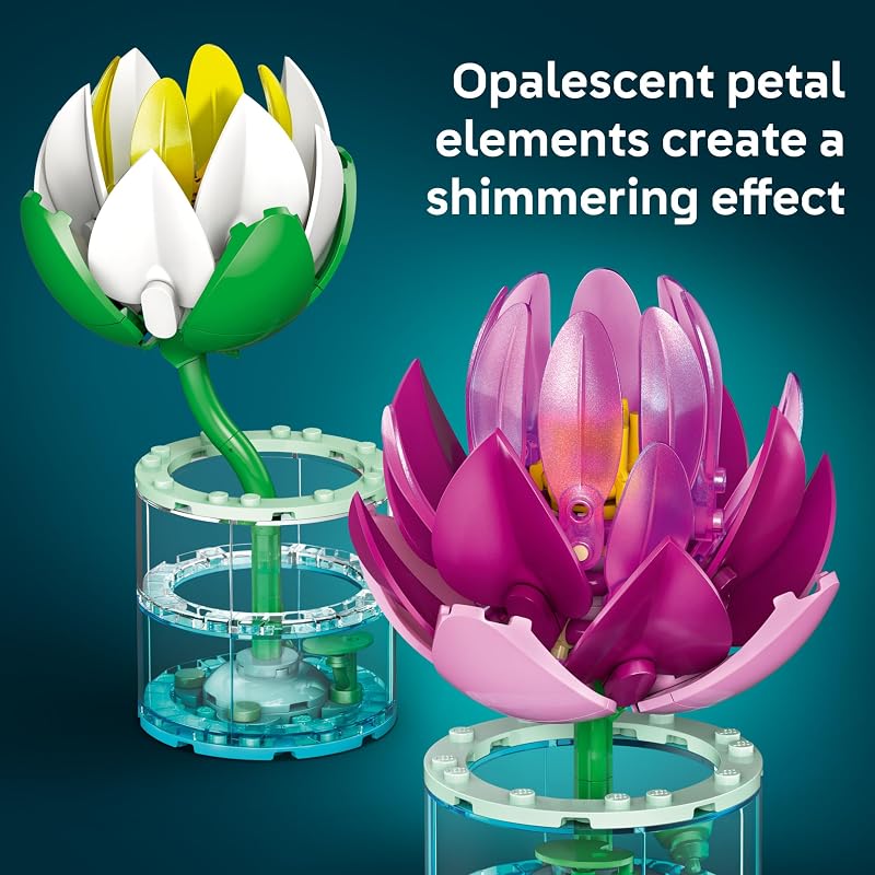 LEGO Botanicals Water Lilies 11511 Building Toys for Girls Boys Ages 9 Decor for Bedroom Desk Artificial Flowers 259 pieces Gift for Birthdays