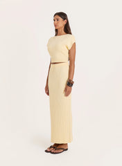 Yellow Knitted High Neck Sleeveless Top