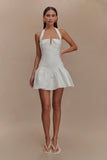 Calipso Halter Mini Dress White