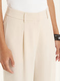 Cream Tailored Wide Leg Trousers