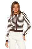 Lottie Chocolate Stripe Round Neck Cardigan