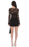 Sheer Lace Cutout Cress in Black