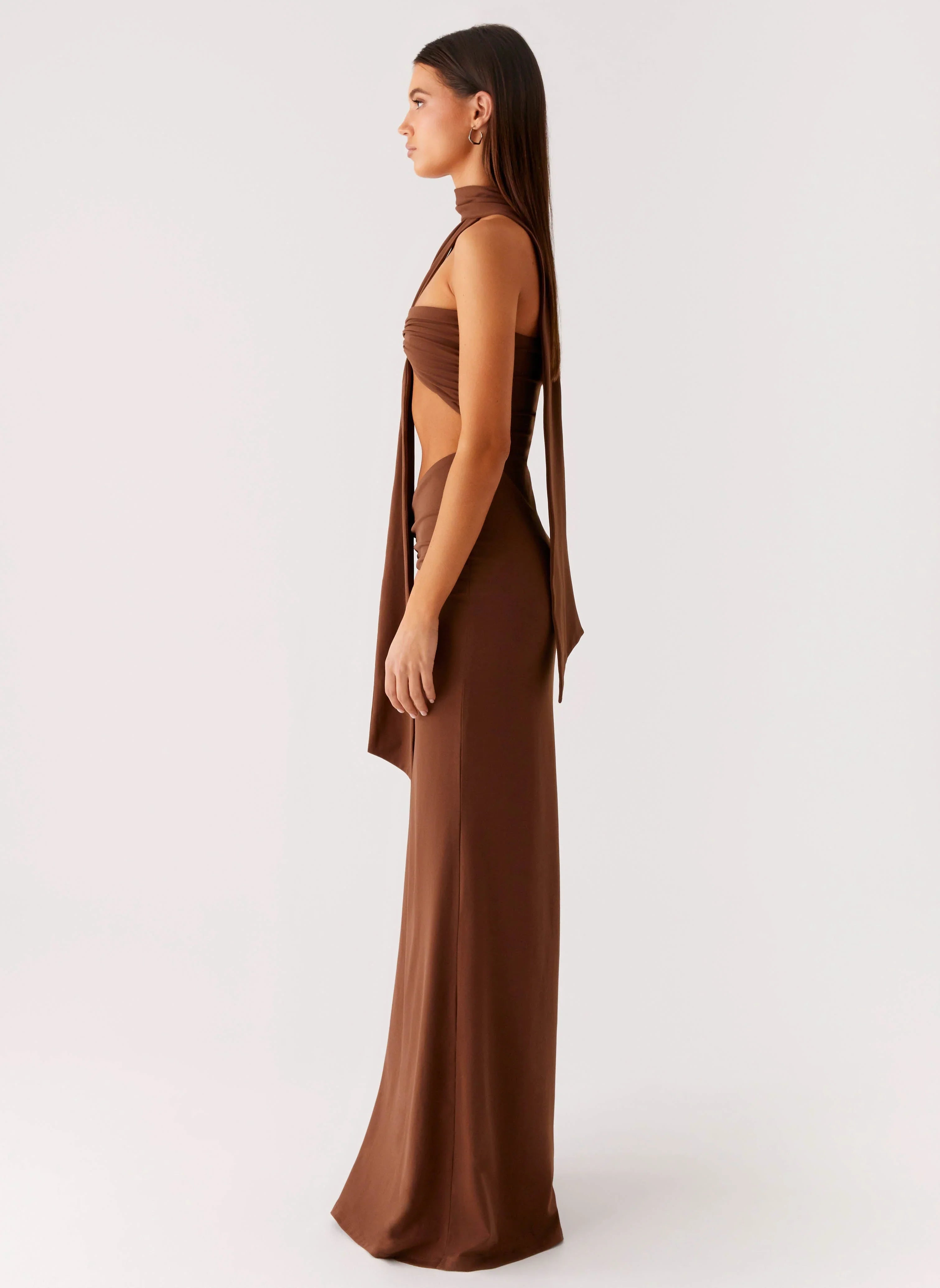 Olive Bloom Maxi Dress Chocolate