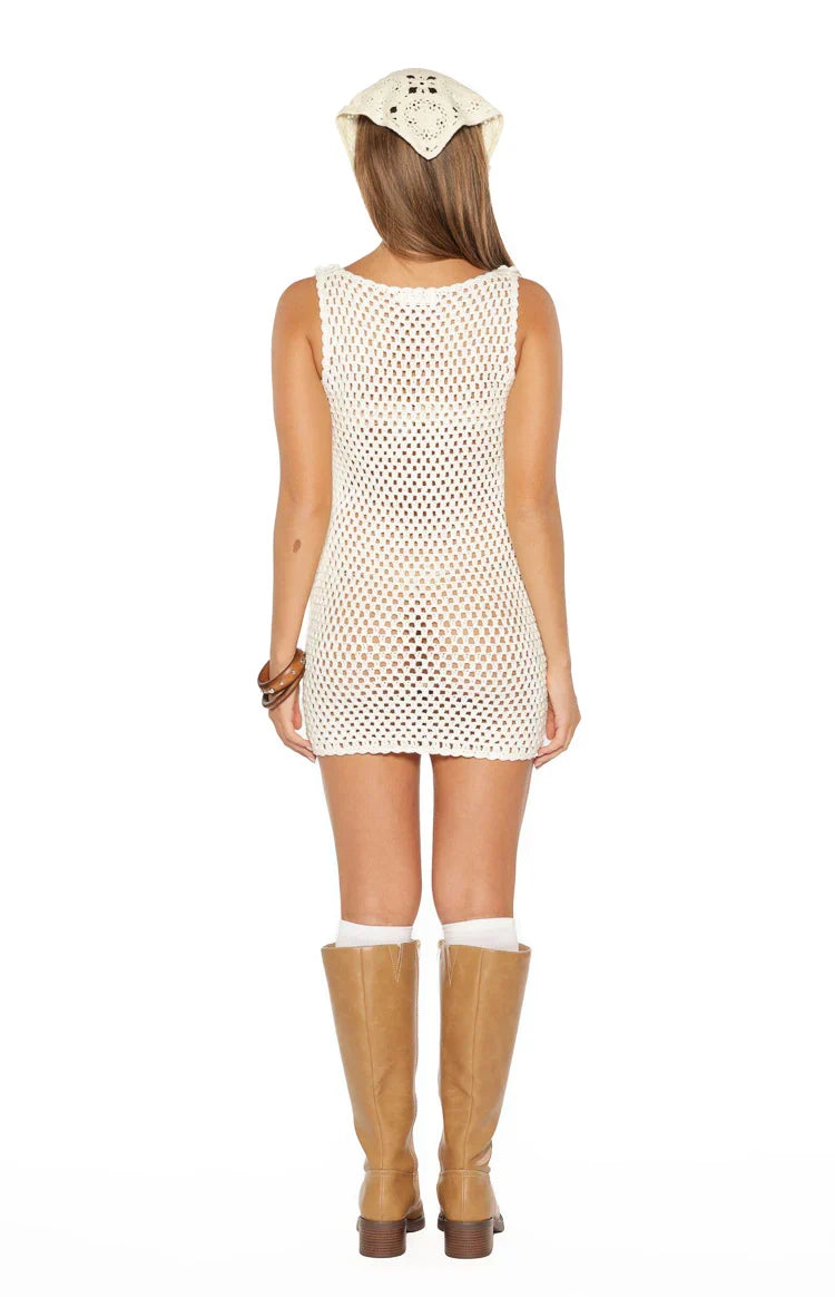 Zephyr White Crochet Mini Dress