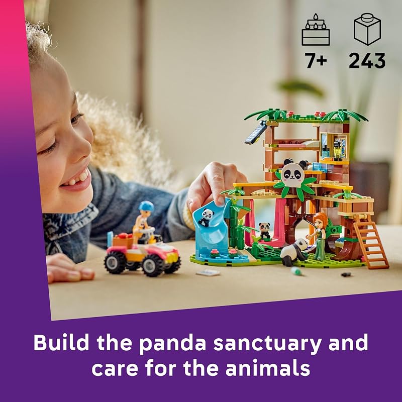 LEGO Friends Panda Sanctuary Animal Care Building Toy Playset for Girls Boys Ages 7 Gift Idea for Birthdays W 2 Minifigures Panda Toys 42648